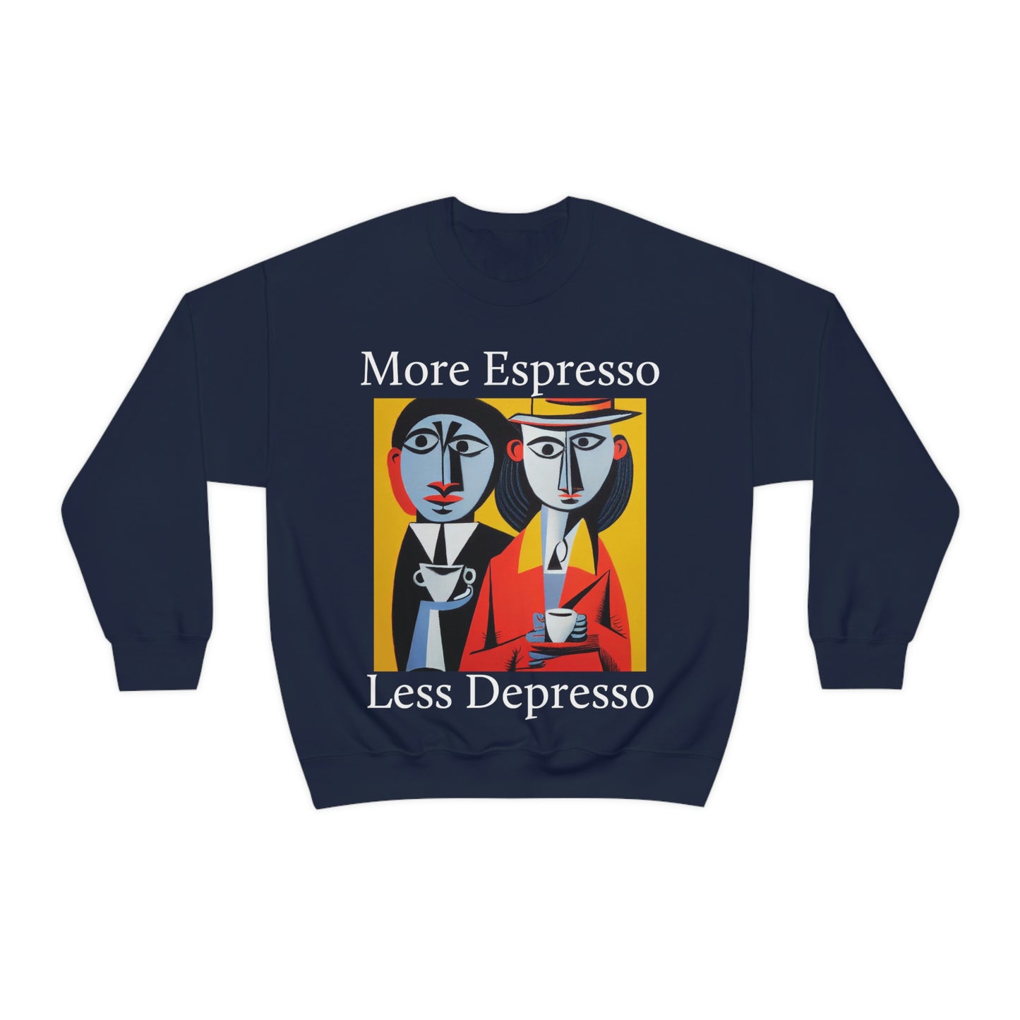 A Cup Of Coffee Can Solve Anything. Original Art. Unisex Heavy Blend Crewneck Sweatshirt.