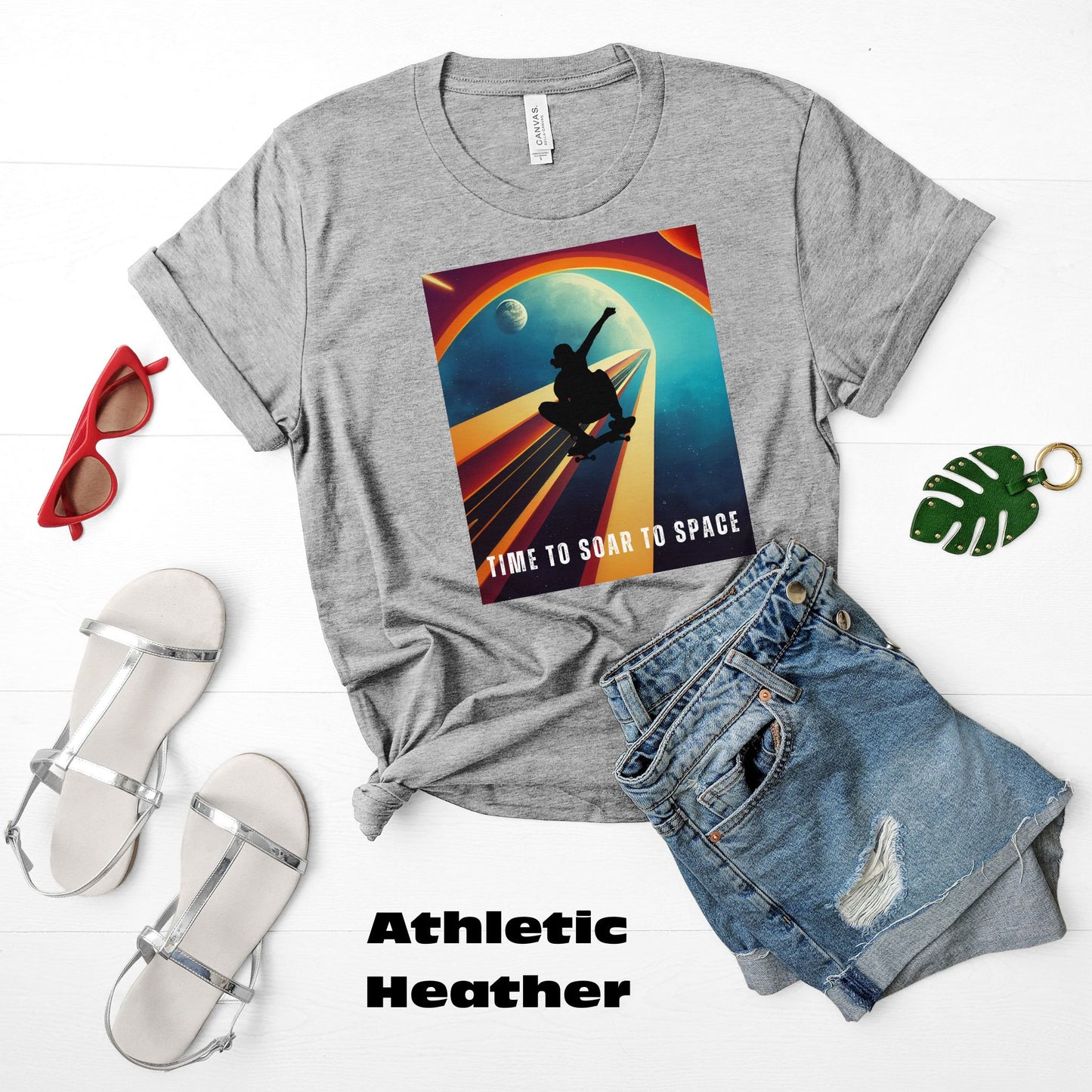 Time To Soar To Space - Skateboard Retro Design And Original Art. Unisex Jersey Short Sleeve Tee.
