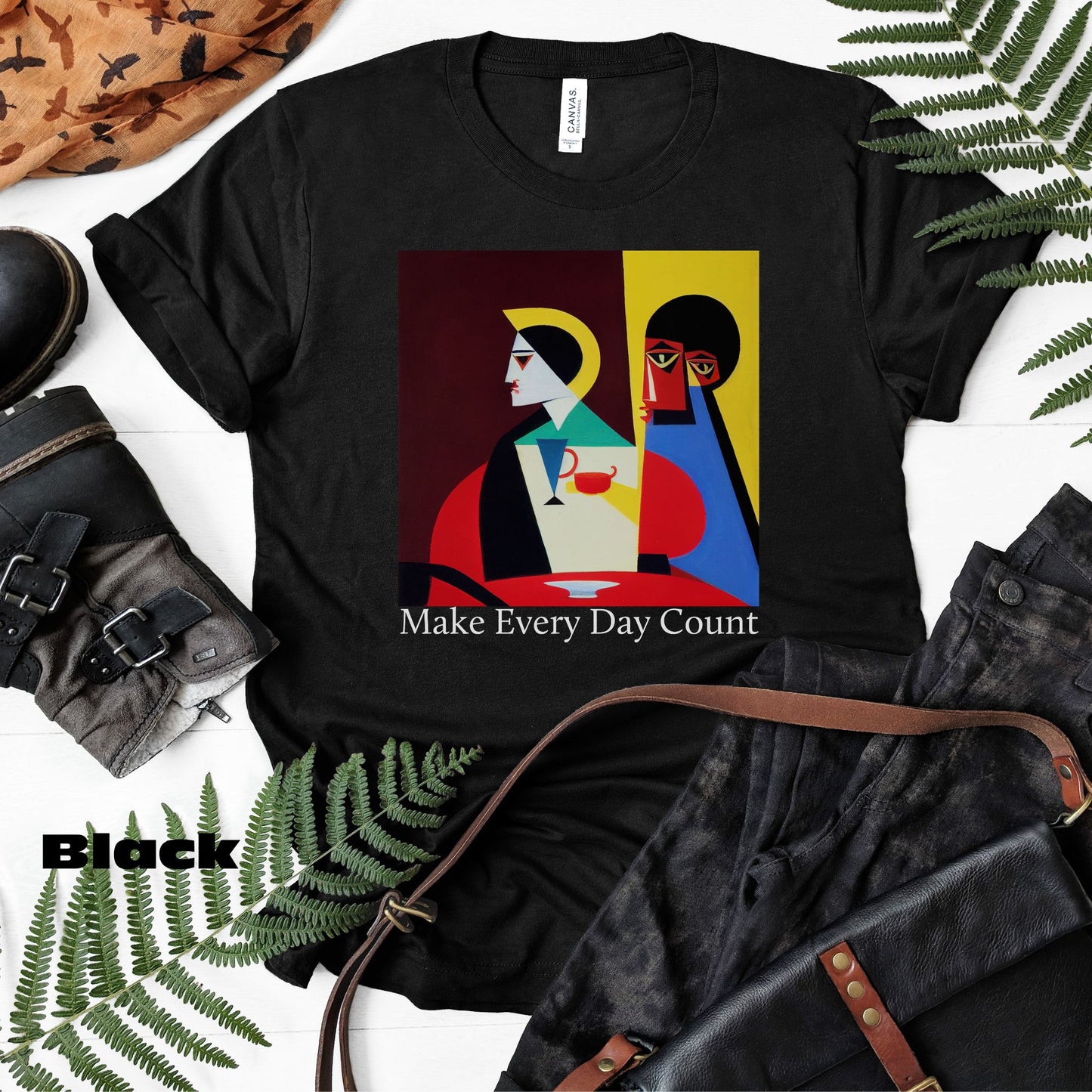 Coffee & Reflection. Original Art. Unisex Jersey Short Sleeve Tee.