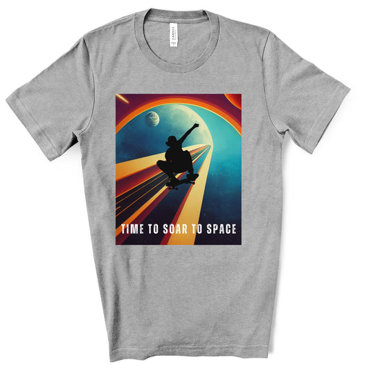 Time To Soar To Space - Skateboard Retro Design And Original Art. Unisex Jersey Short Sleeve Tee.