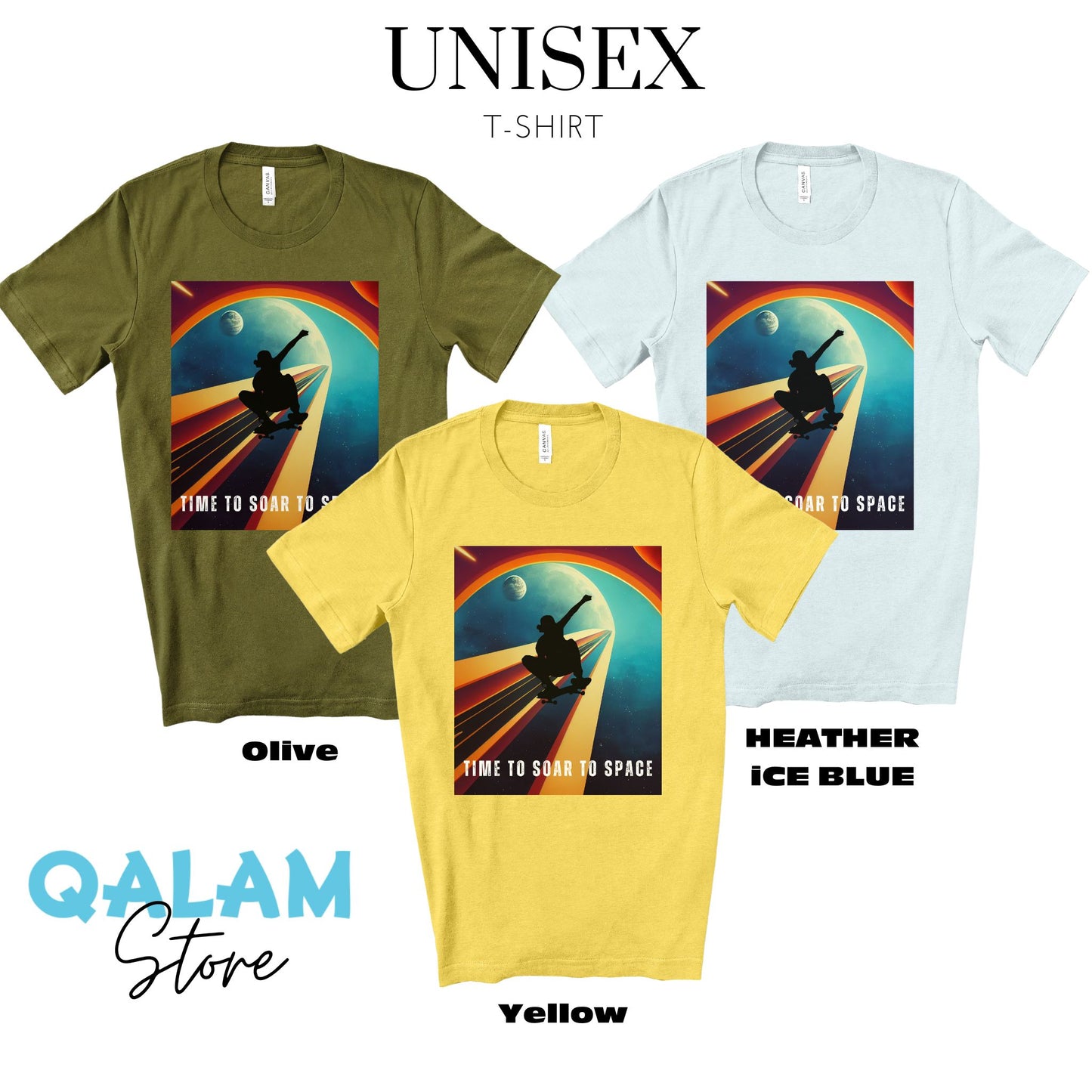 Time To Soar To Space - Skateboard Retro Design And Original Art. Unisex Jersey Short Sleeve Tee.