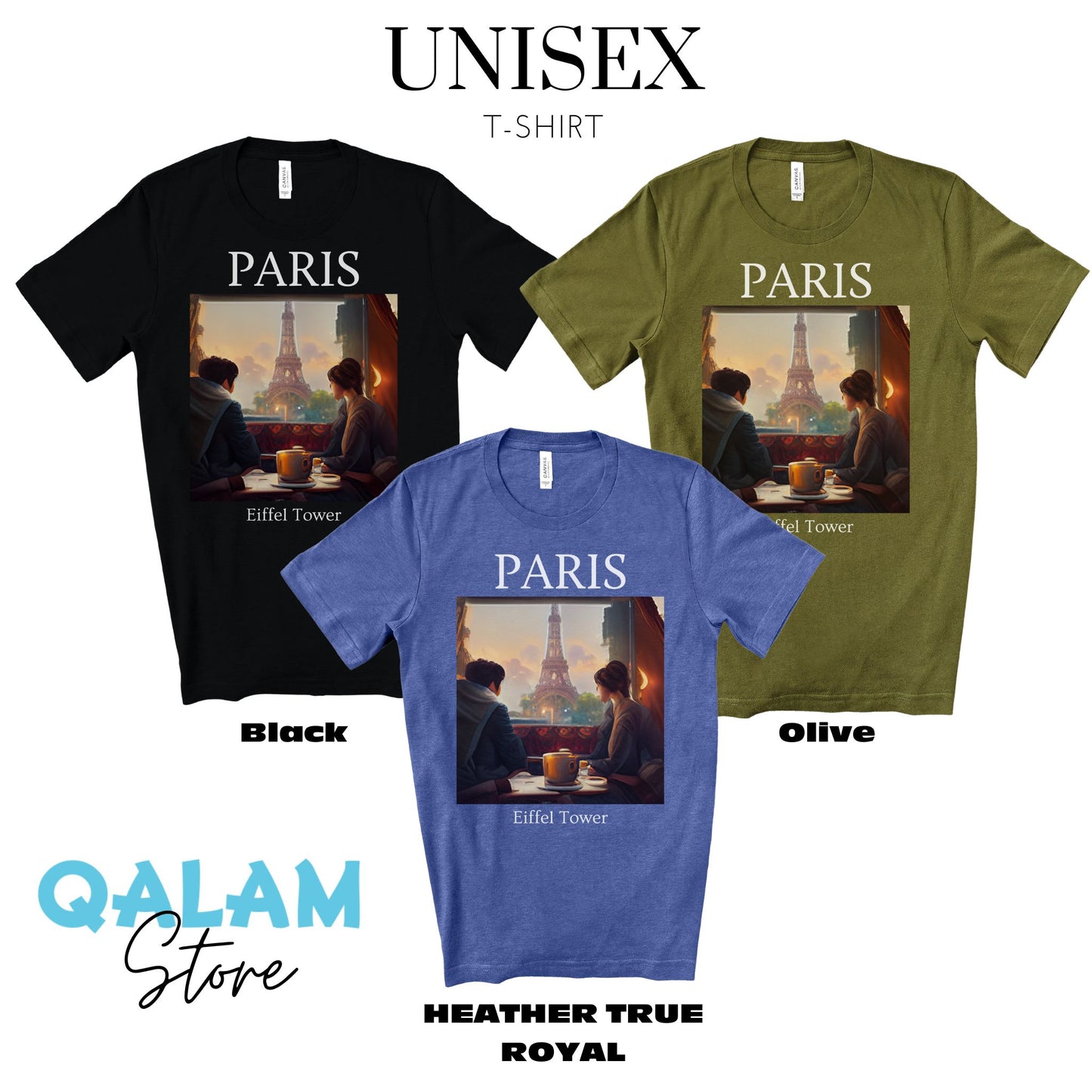 Coffee At Eiffel Tower In Paris - Original Art. Unisex Jersey Short Sleeve Tee.