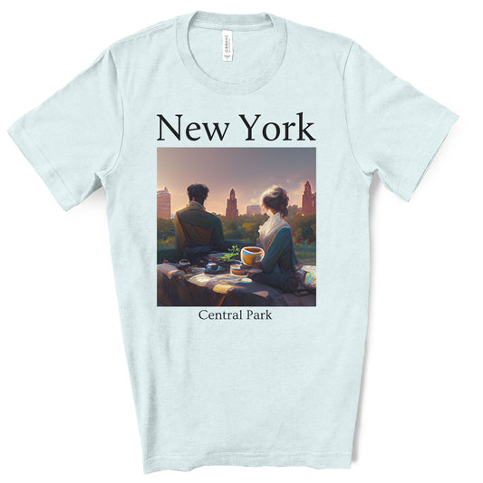 Coffee At Central Park In New York City - Original Art. Unisex Jersey Short Sleeve Tee.