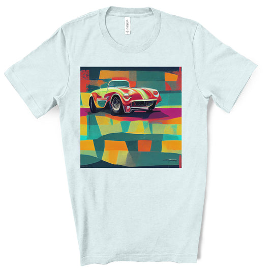 Vintage Colorful Sport Car. Original Art. Unisex Jersey Short Sleeve Tee.
