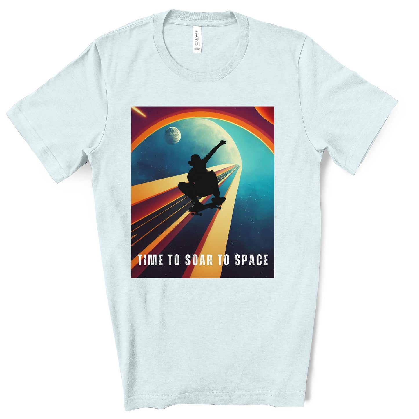 Time To Soar To Space - Skateboard Retro Design And Original Art. Unisex Jersey Short Sleeve Tee.