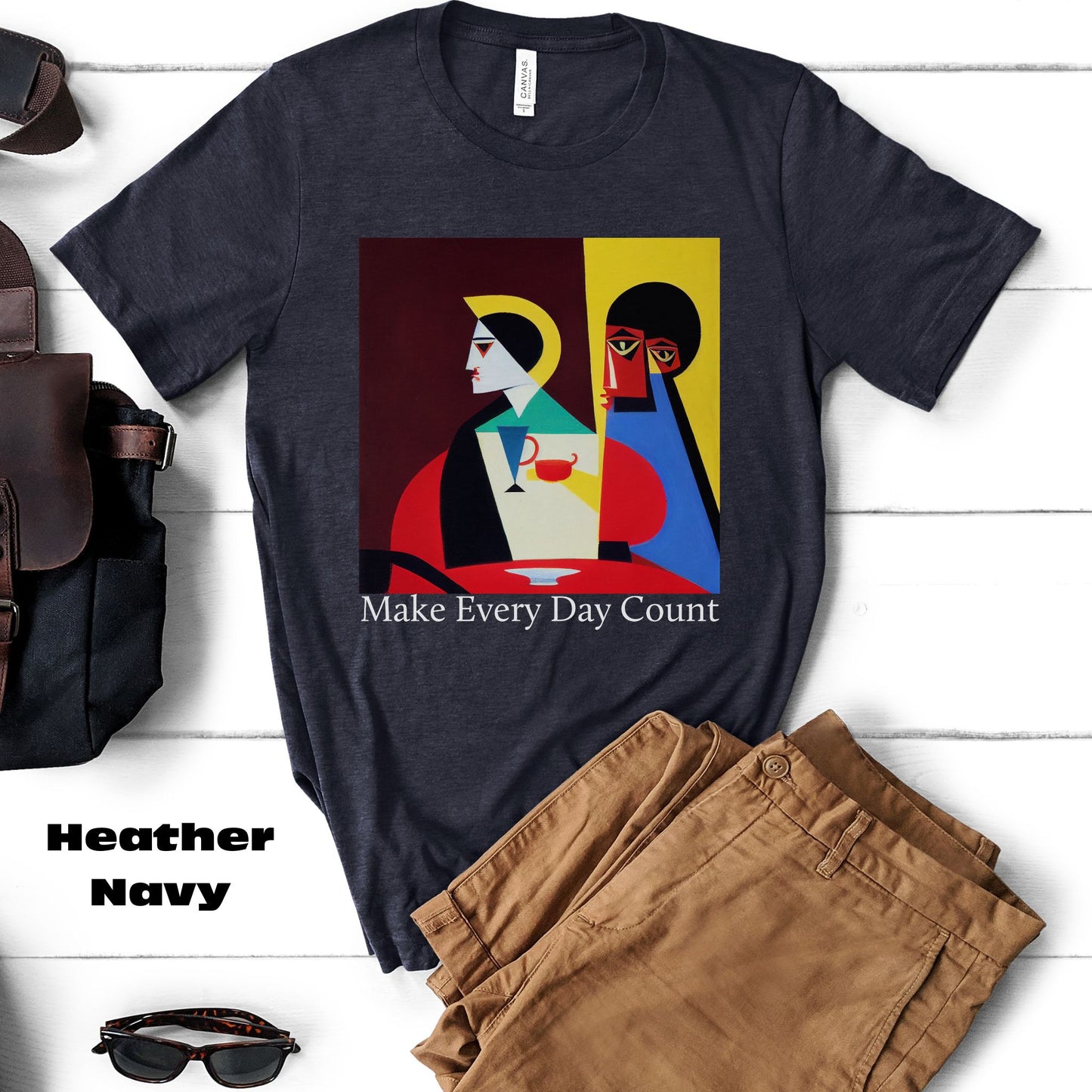 Coffee & Reflection. Original Art. Unisex Jersey Short Sleeve Tee.