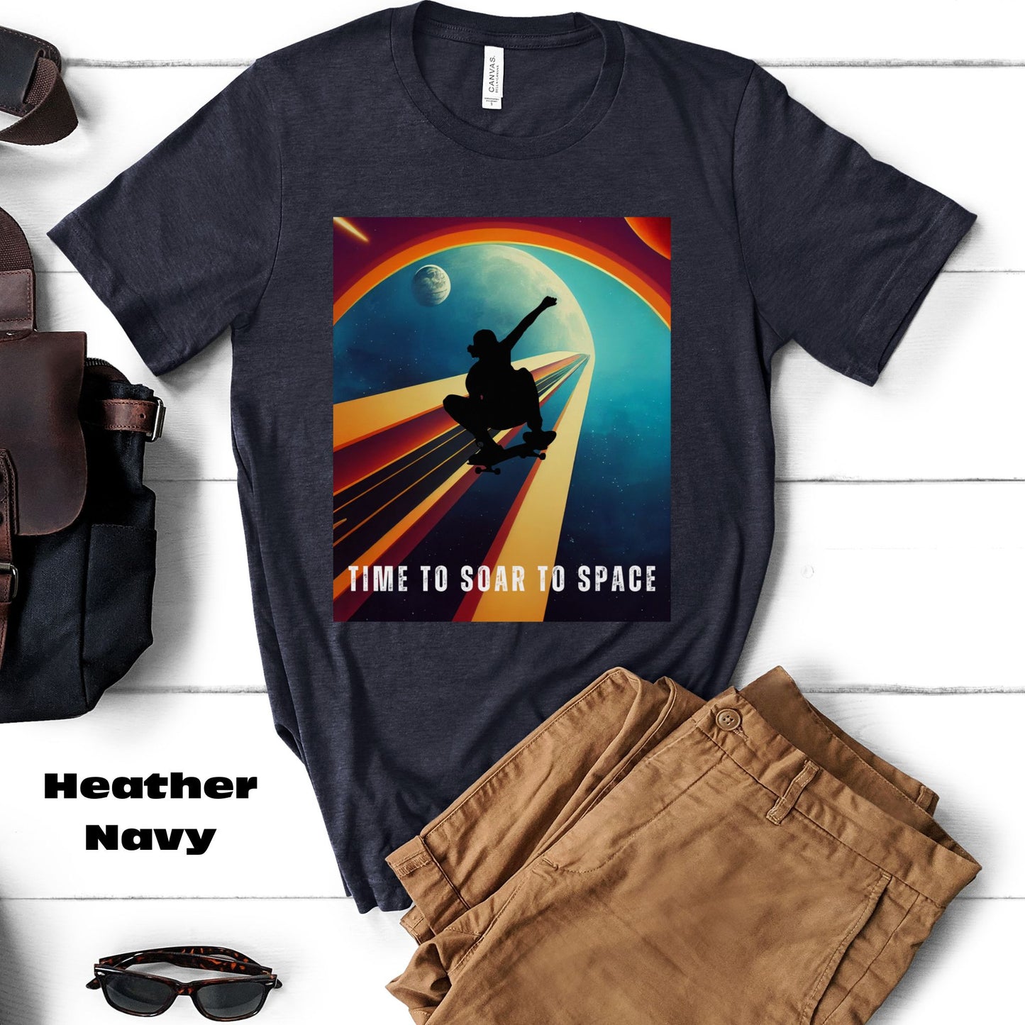 Time To Soar To Space - Skateboard Retro Design And Original Art. Unisex Jersey Short Sleeve Tee.