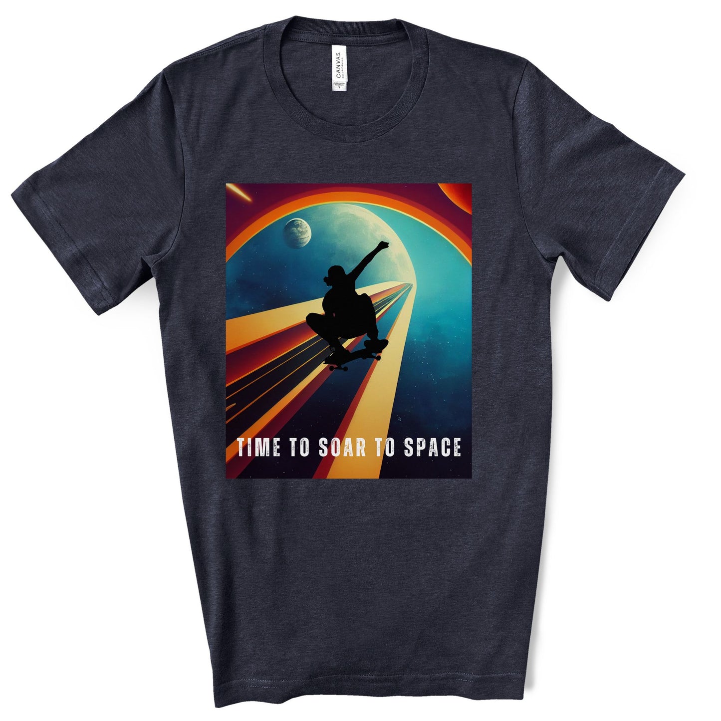 Time To Soar To Space - Skateboard Retro Design And Original Art. Unisex Jersey Short Sleeve Tee.