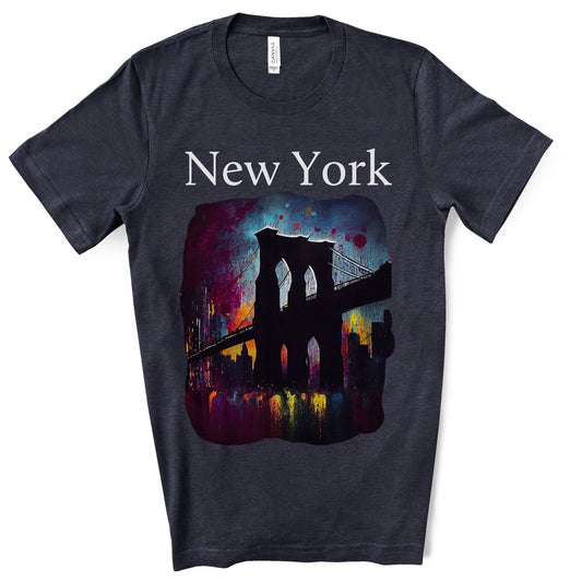 New York Iconic Brooklyn Bridge Original Art. Unisex Jersey Short Sleeve Tee.