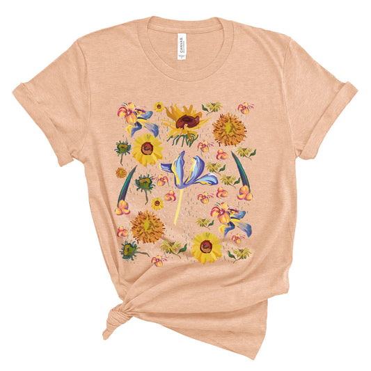 Wildflowers Original Art Inspired by Vincent van Gogh Paintings. Unisex Jersey Short Sleeve Tee.