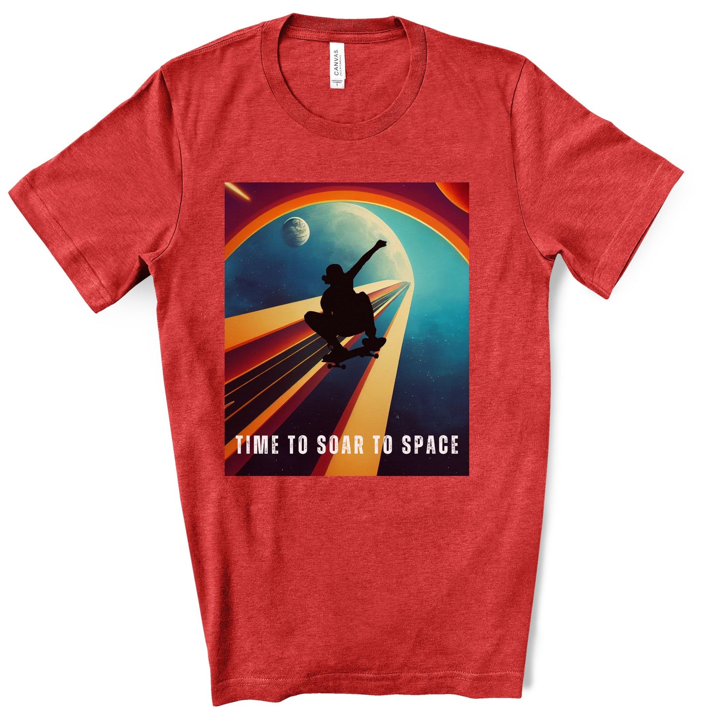 Time To Soar To Space - Skateboard Retro Design And Original Art. Unisex Jersey Short Sleeve Tee.