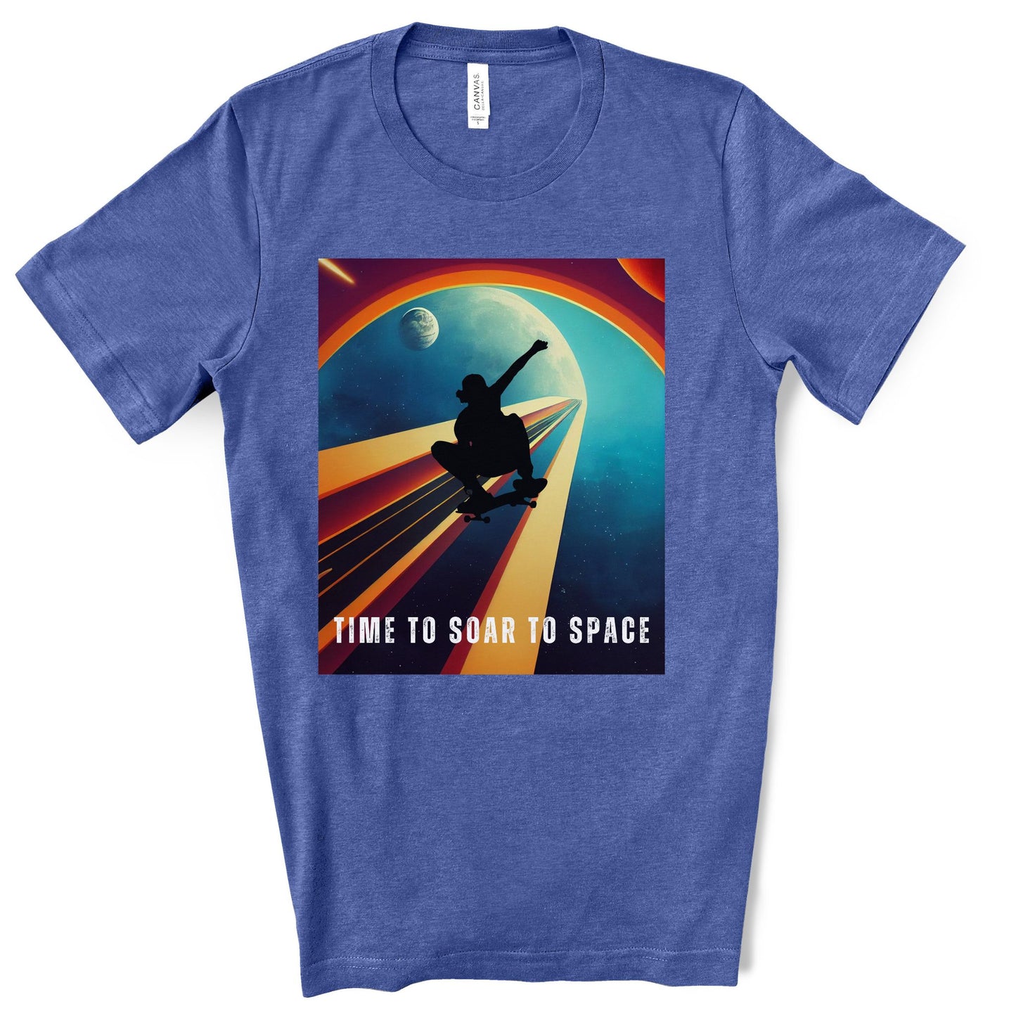 Time To Soar To Space - Skateboard Retro Design And Original Art. Unisex Jersey Short Sleeve Tee.