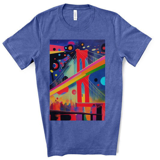 The Brooklyn Bridge, New York City. Cubism Original Art. Unisex Jersey Short Sleeve Tee.