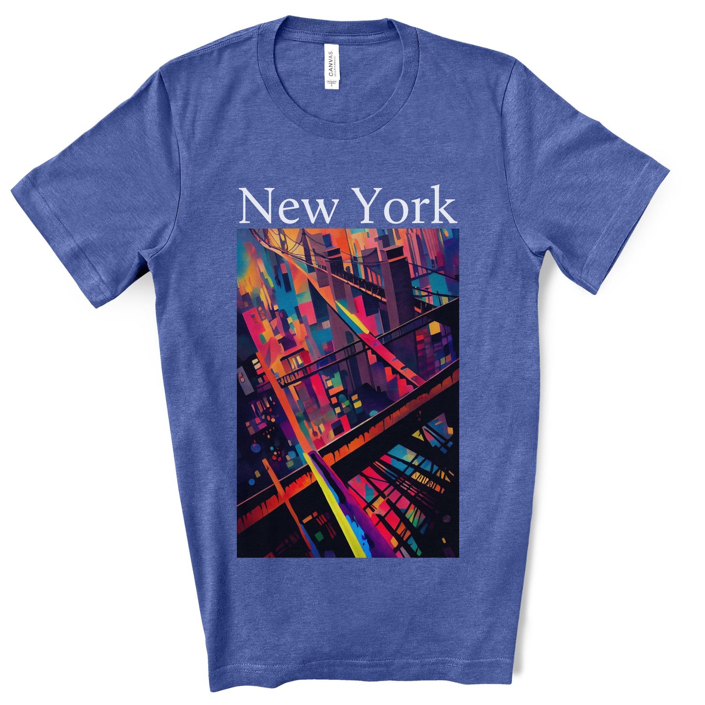 New York Historic Brooklyn Bridge In A Cubism Original Art. Unisex Jersey Short Sleeve Tee.