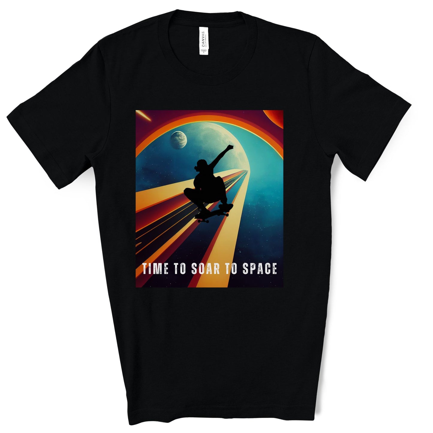 Time To Soar To Space - Skateboard Retro Design And Original Art. Unisex Jersey Short Sleeve Tee.