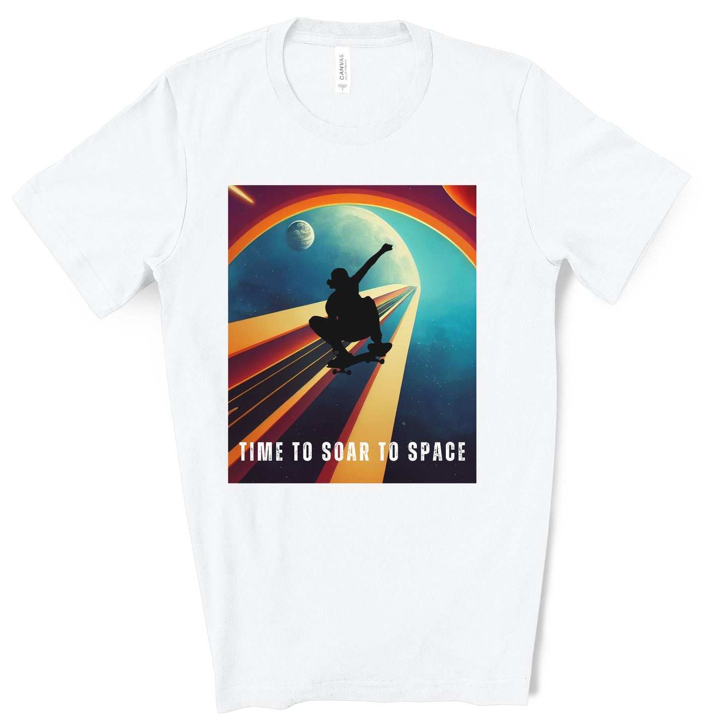 Time To Soar To Space - Skateboard Retro Design And Original Art. Unisex Jersey Short Sleeve Tee.