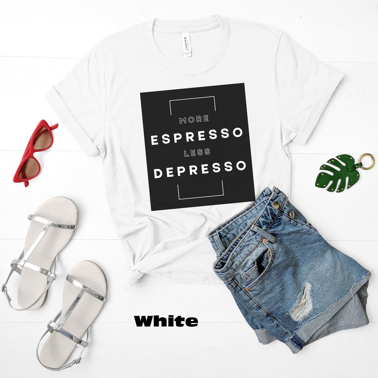 More Espresso Less Depresso. Unisex Jersey Short Sleeve Tee.