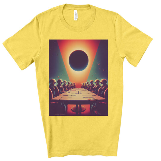 Alien’s World domination meeting. Original Art. Unisex Jersey Short Sleeve Tee.
