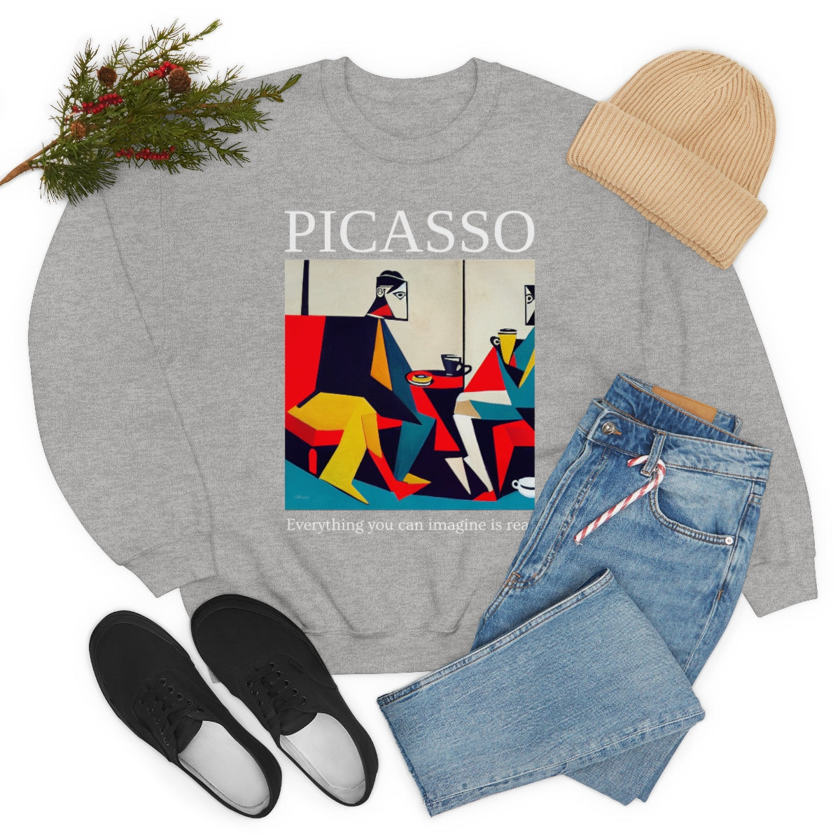 Everything You Can Imagine Is Real - Original Art Inspired By Picasso artwork. Unisex Heavy Blend Crewneck Sweatshirt.