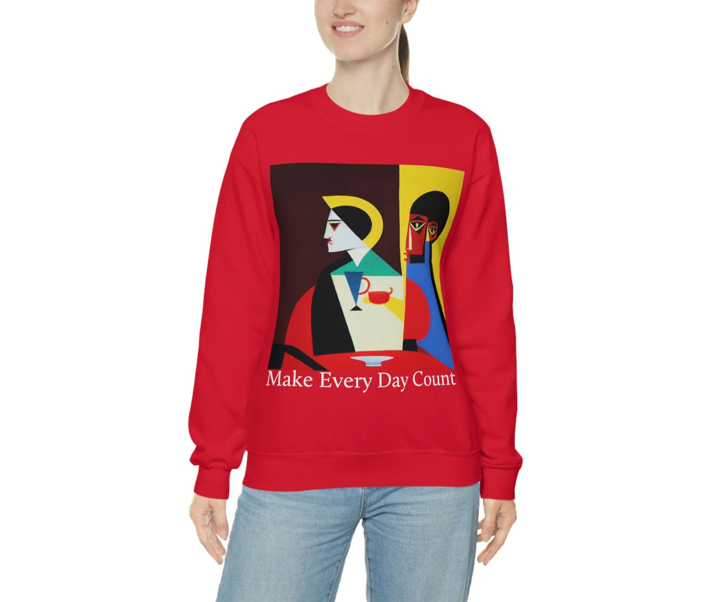 Coffee & Reflection. Original Art. Unisex Heavy Blend Crewneck Sweatshirt.