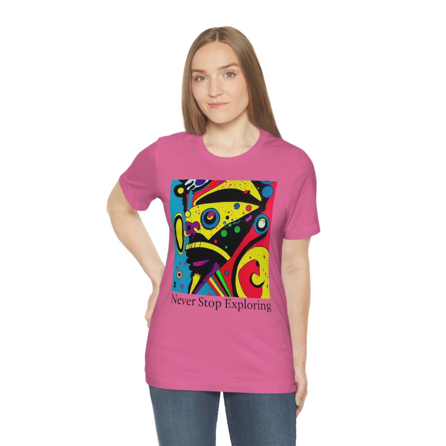 Never Stop Exploring. Original Art. Unisex Jersey Short Sleeve Tee.