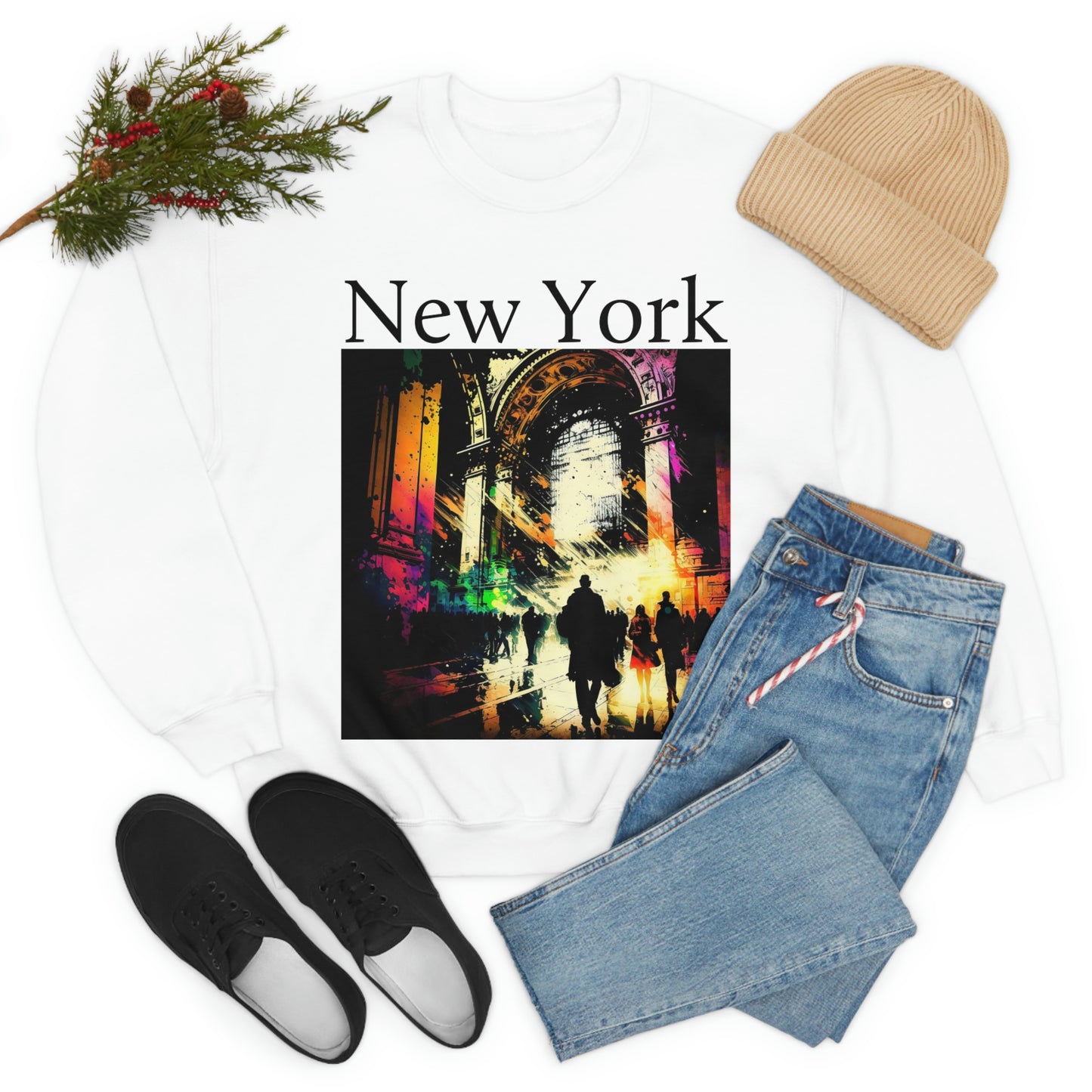 Rush Hour By Grand Central New York City. Original Art. Unisex Heavy Blend Crewneck Sweatshirt.