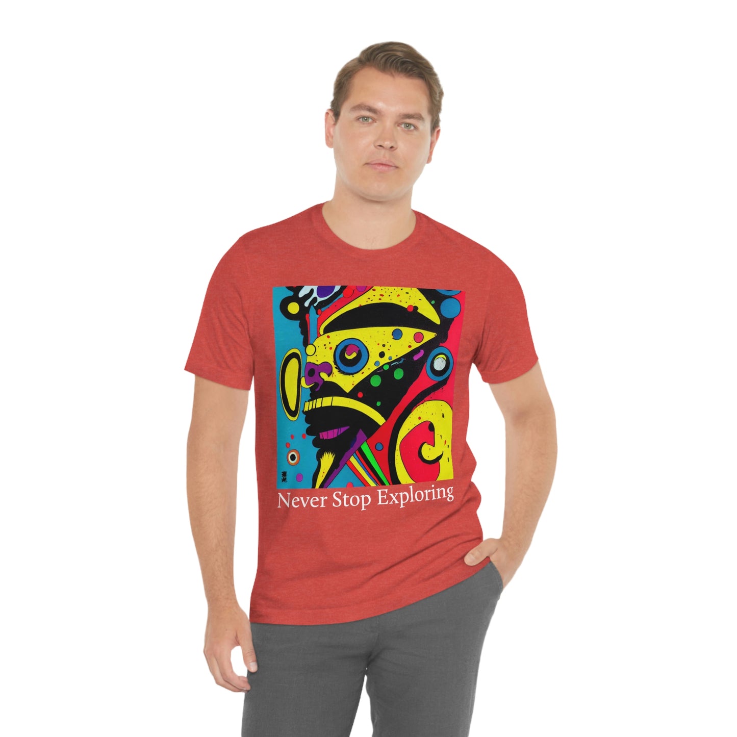 Never Stop Exploring. Original Art. Unisex Jersey Short Sleeve Tee.