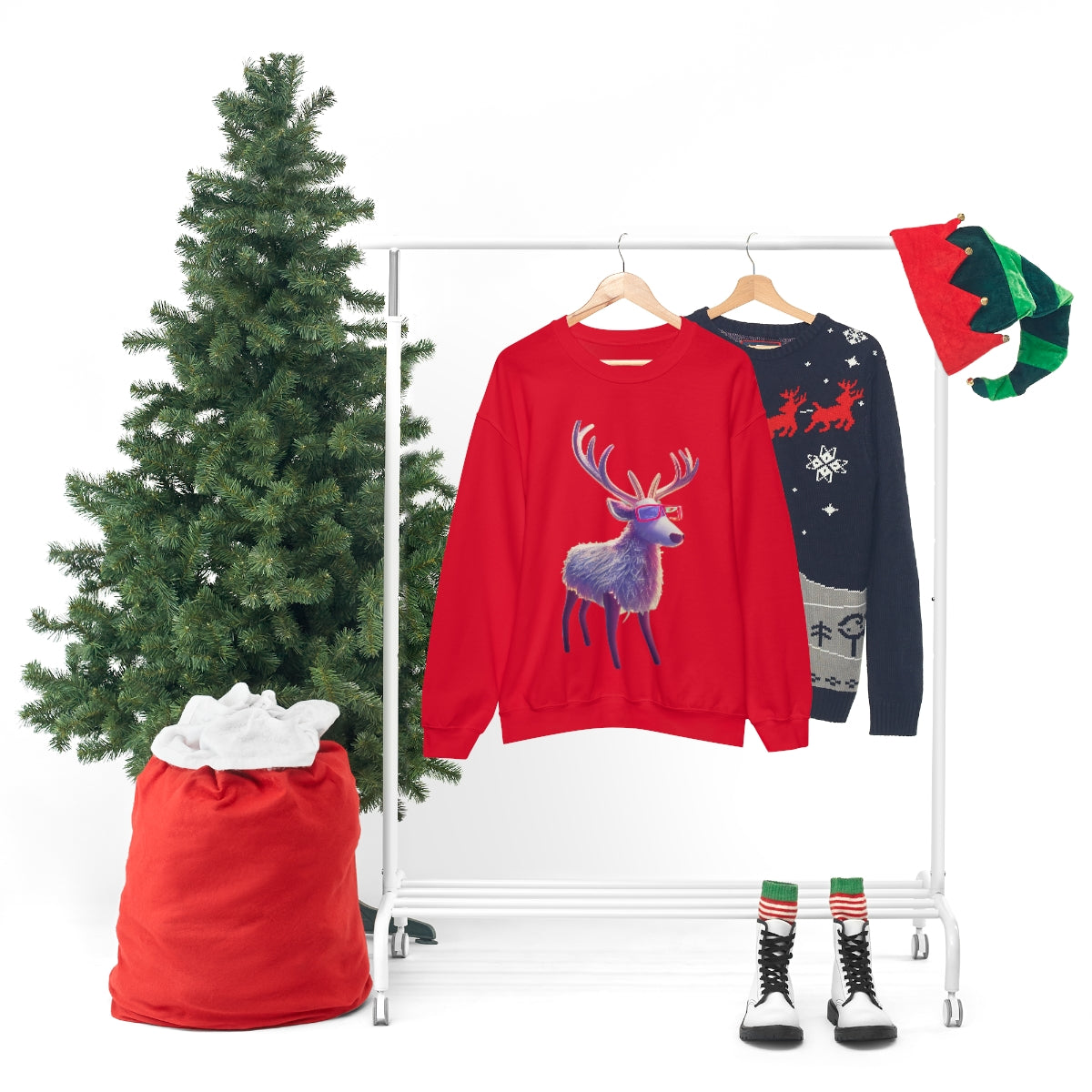 Reindeer In Style. Original Art. Unisex Heavy Blend Crewneck Sweatshirt.
