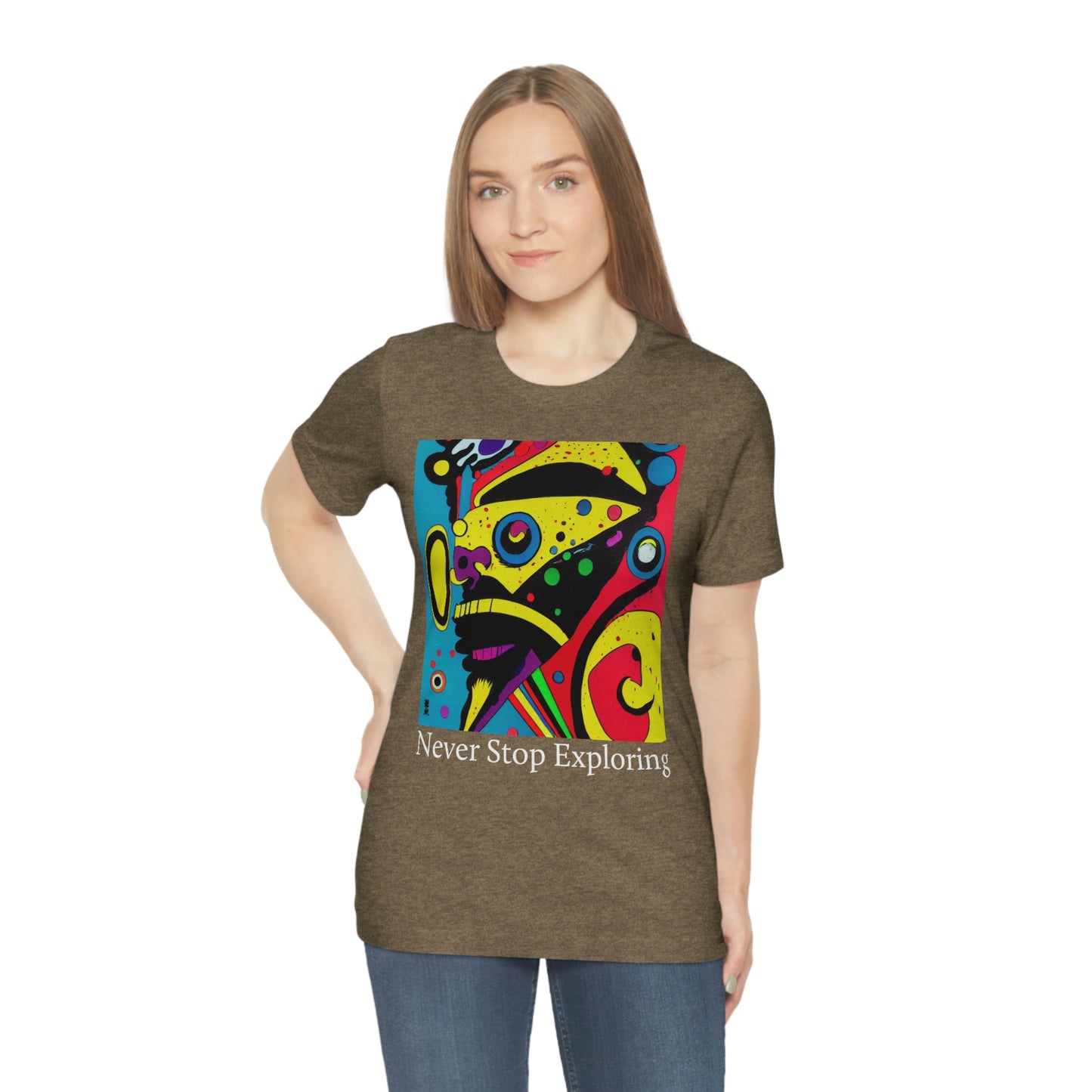 Never Stop Exploring. Original Art. Unisex Jersey Short Sleeve Tee.