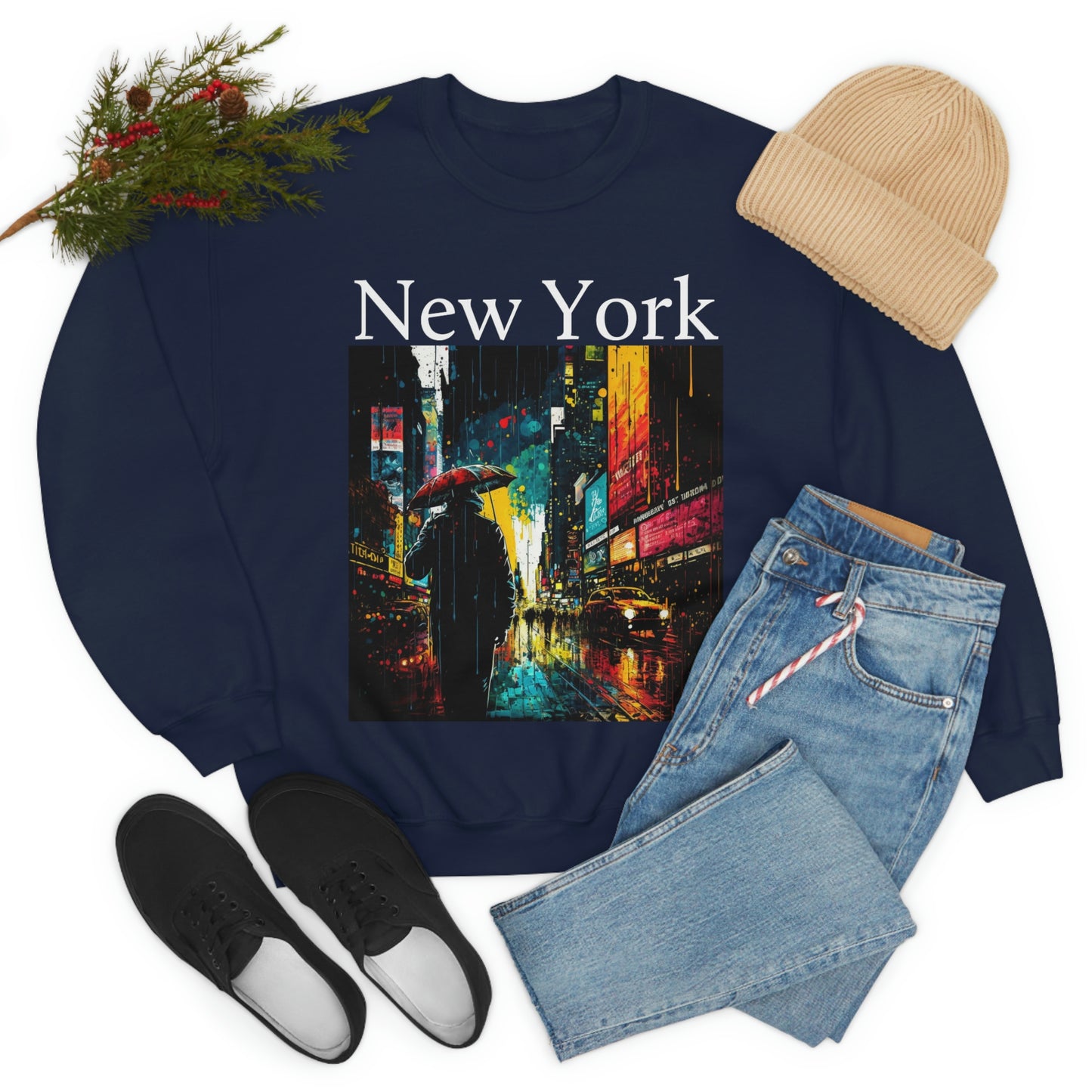 Times Square, New York City. Original Art. Unisex Heavy Blend Crewneck Sweatshirt.