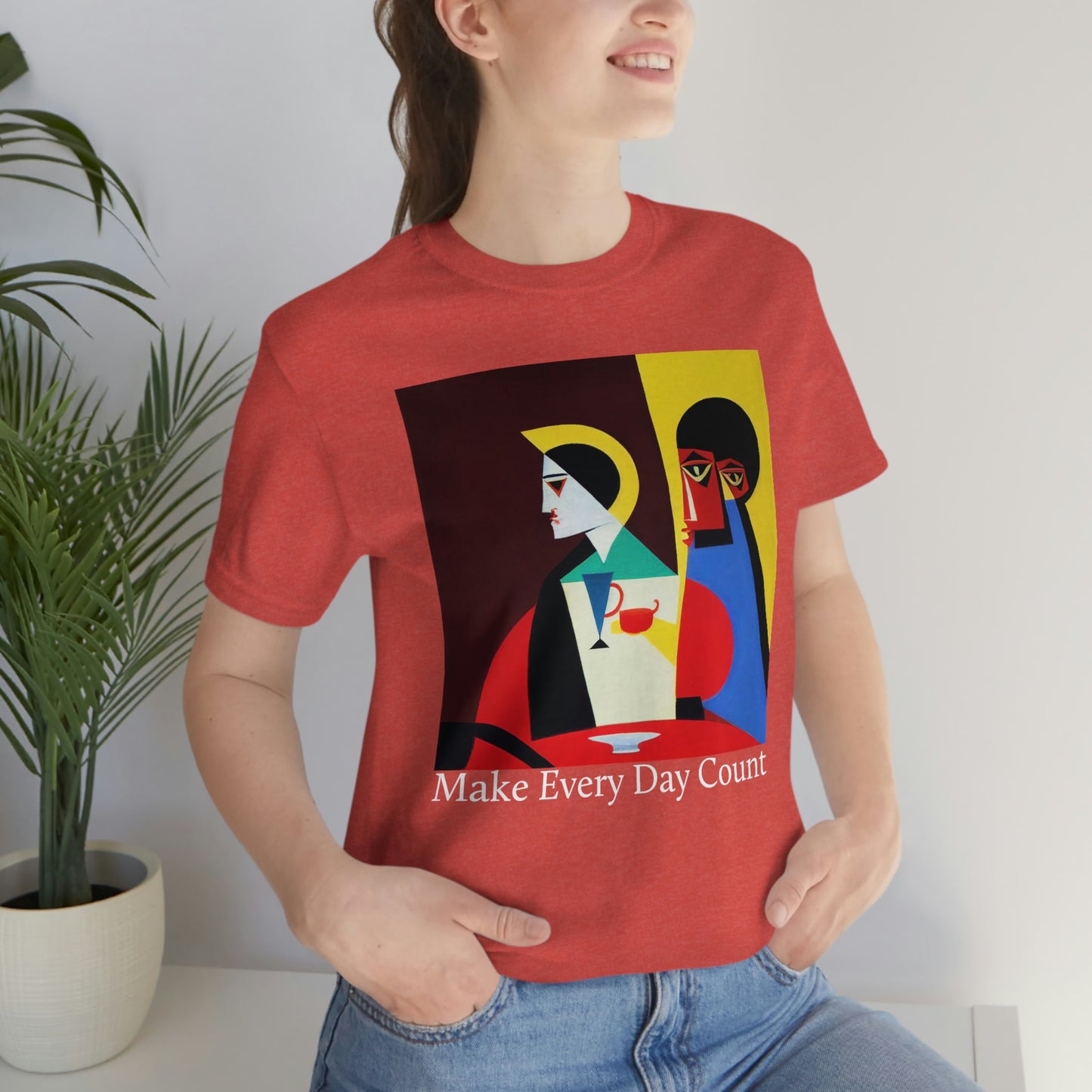 Coffee & Reflection. Original Art. Unisex Jersey Short Sleeve Tee.