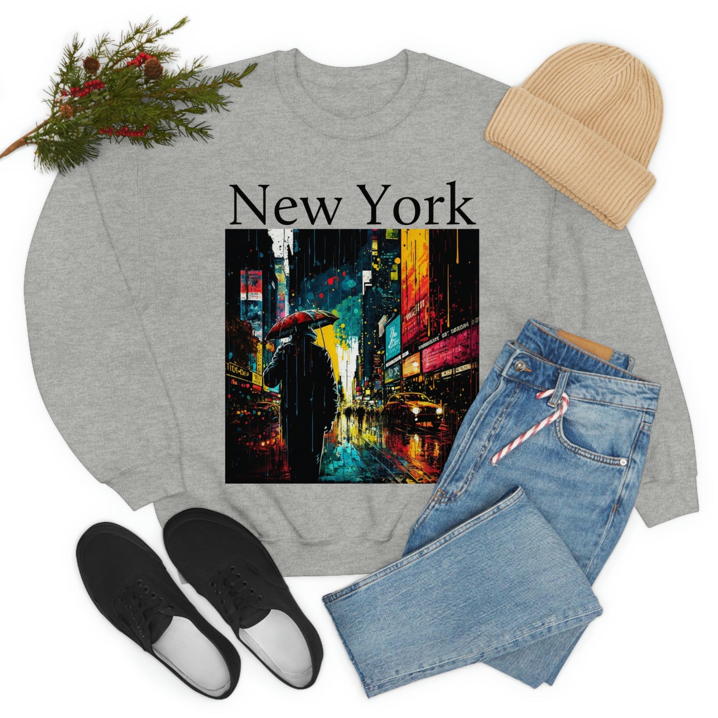 Times Square, New York City. Original Art. Unisex Heavy Blend Crewneck Sweatshirt.