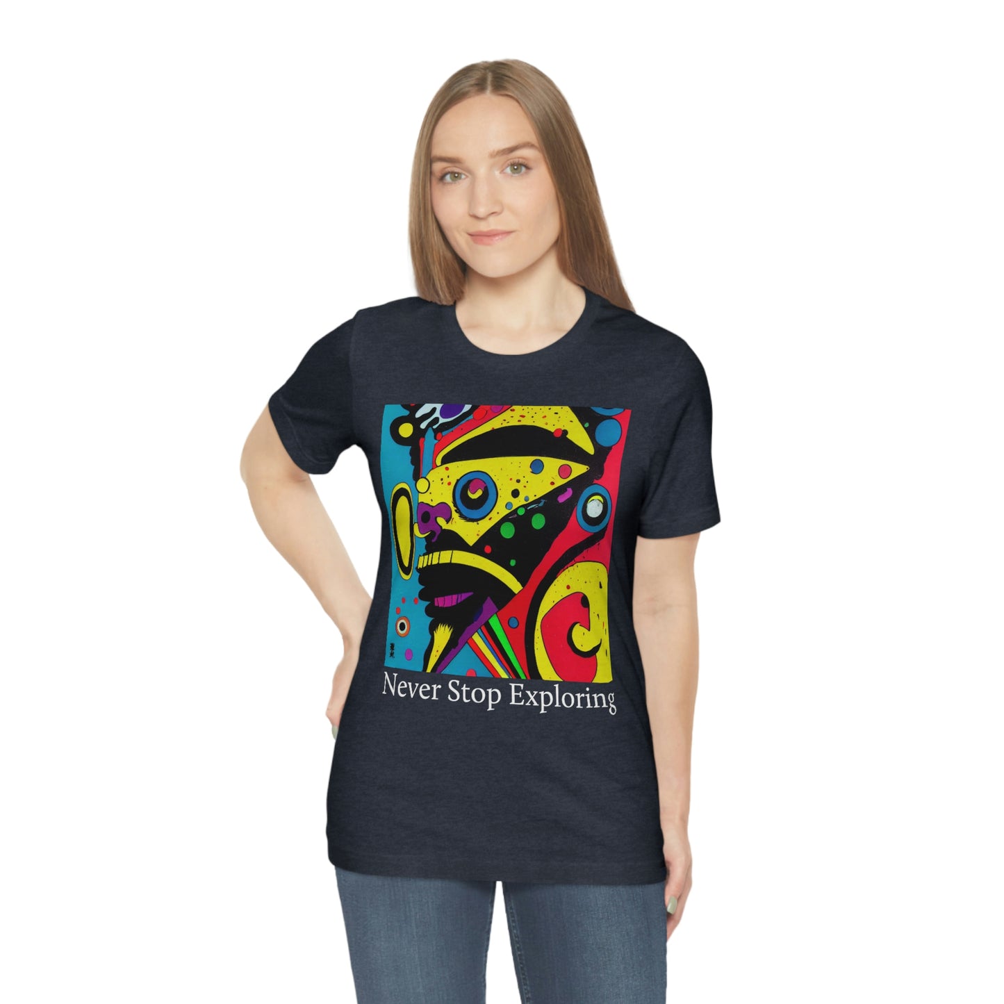 Never Stop Exploring. Original Art. Unisex Jersey Short Sleeve Tee.