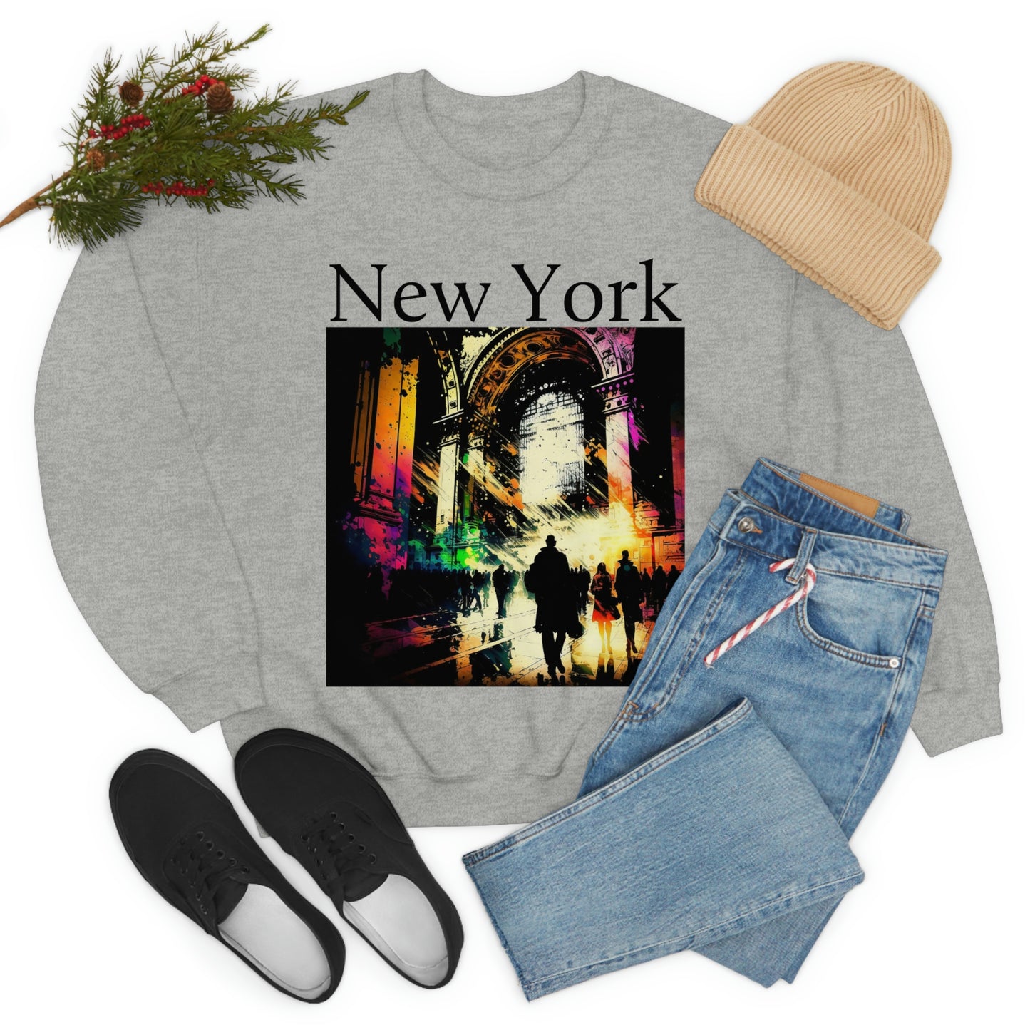 Rush Hour By Grand Central New York City. Original Art. Unisex Heavy Blend Crewneck Sweatshirt.