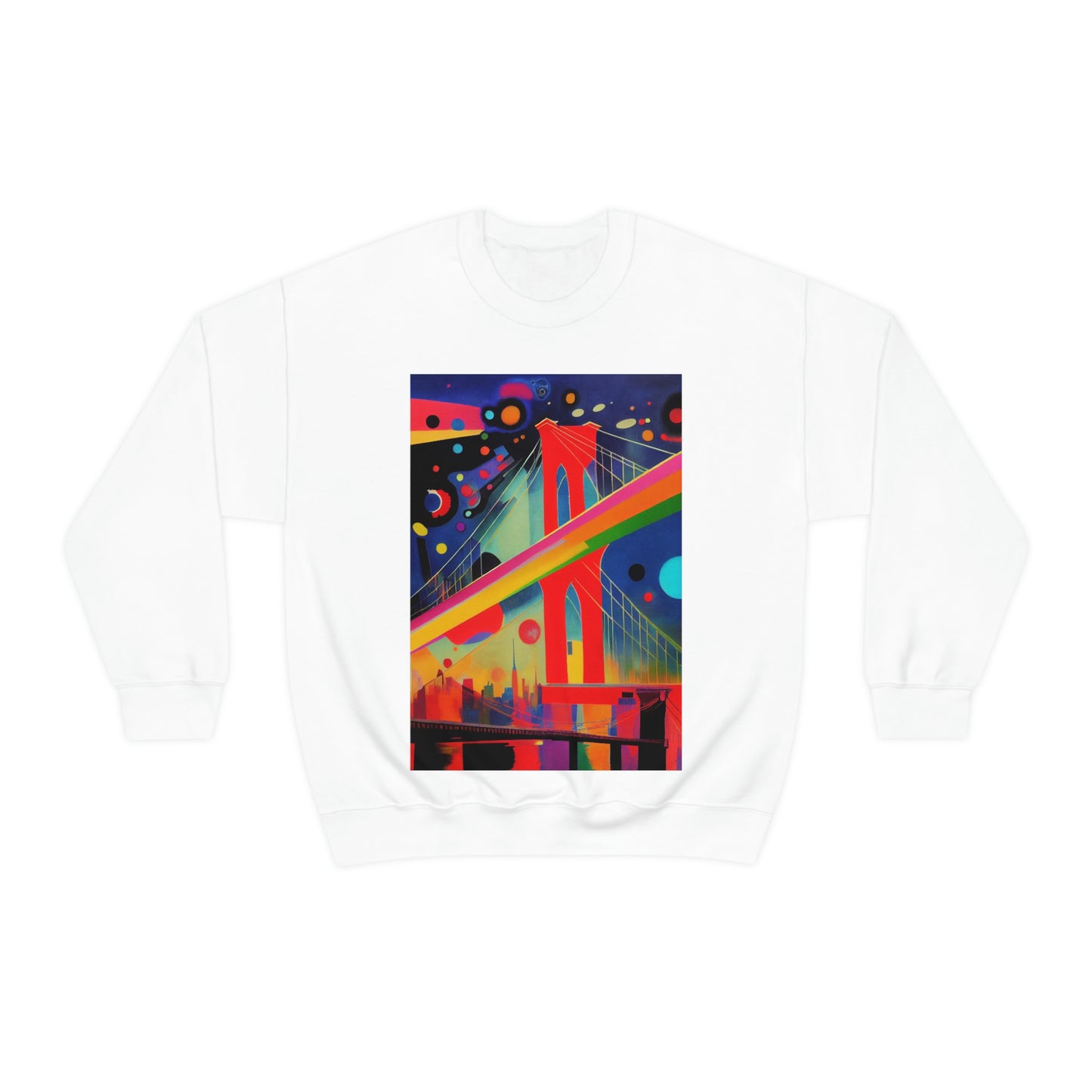 The Brooklyn Bridge, New York City. Cubism Original Art. Unisex Heavy Blend Crewneck Sweatshirt.