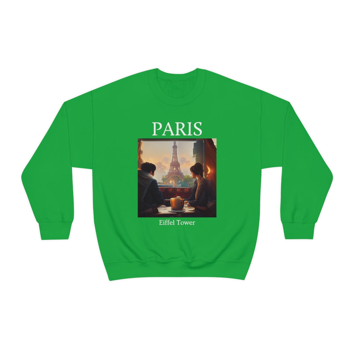 Coffee At Eiffel Tower In Paris - Original Art. Unisex Heavy Blend Crewneck Sweatshirt.