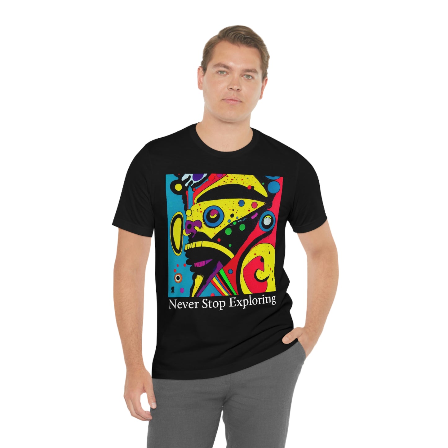 Never Stop Exploring. Original Art. Unisex Jersey Short Sleeve Tee.