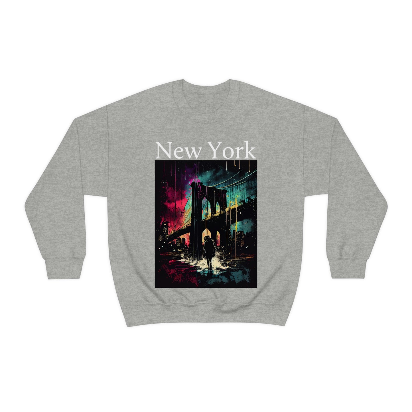 Only New Yorkers Know The Magic Of The Brooklyn Bridge. Original Art. Unisex Heavy Blend Crewneck Sweatshirt.