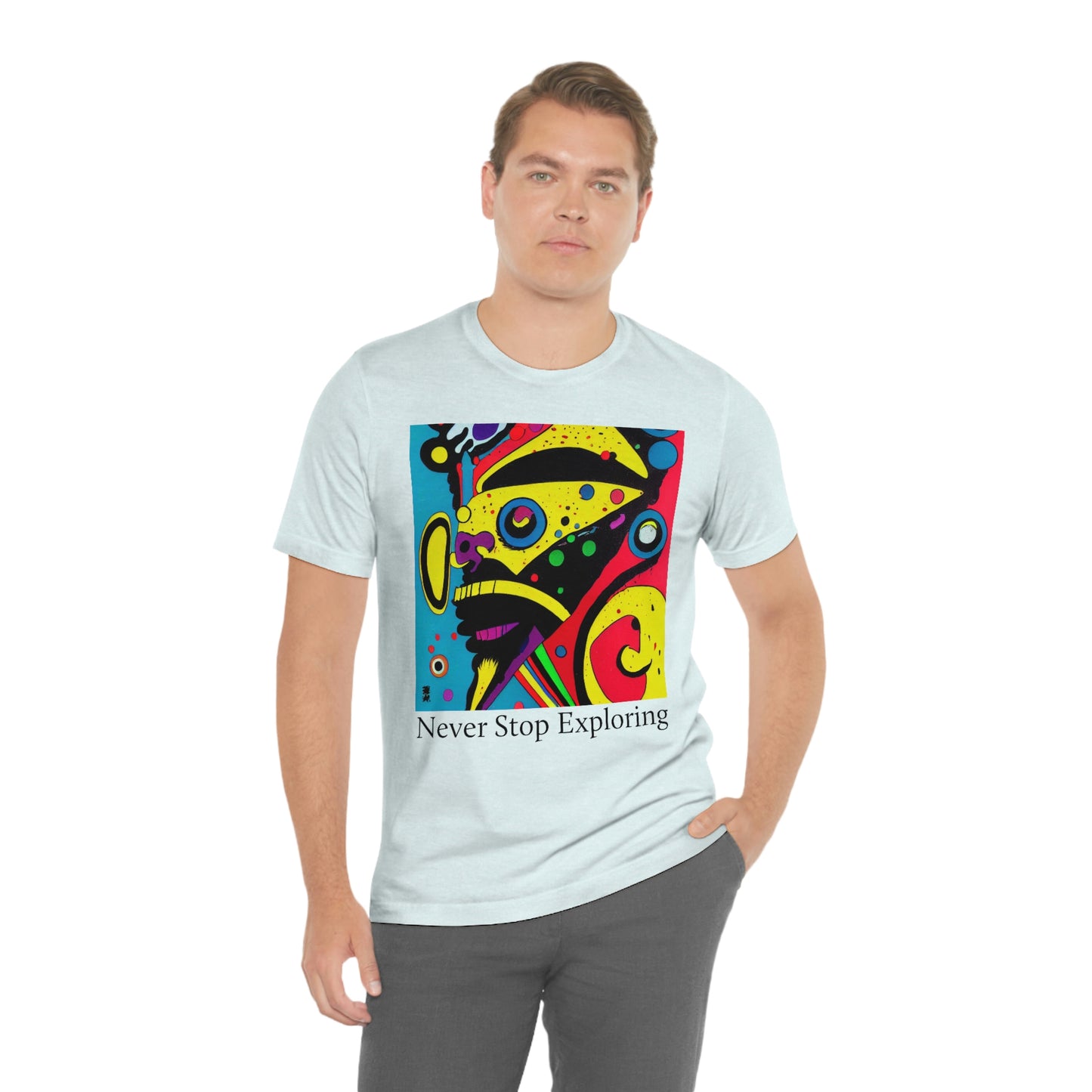 Never Stop Exploring. Original Art. Unisex Jersey Short Sleeve Tee.