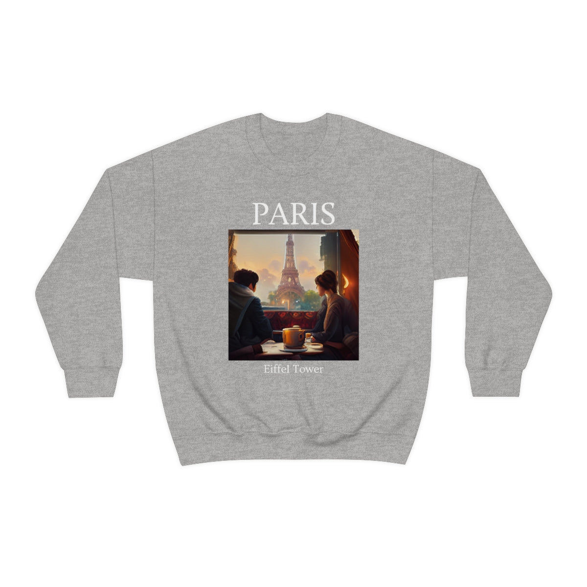 Coffee At Eiffel Tower In Paris - Original Art. Unisex Heavy Blend Crewneck Sweatshirt.