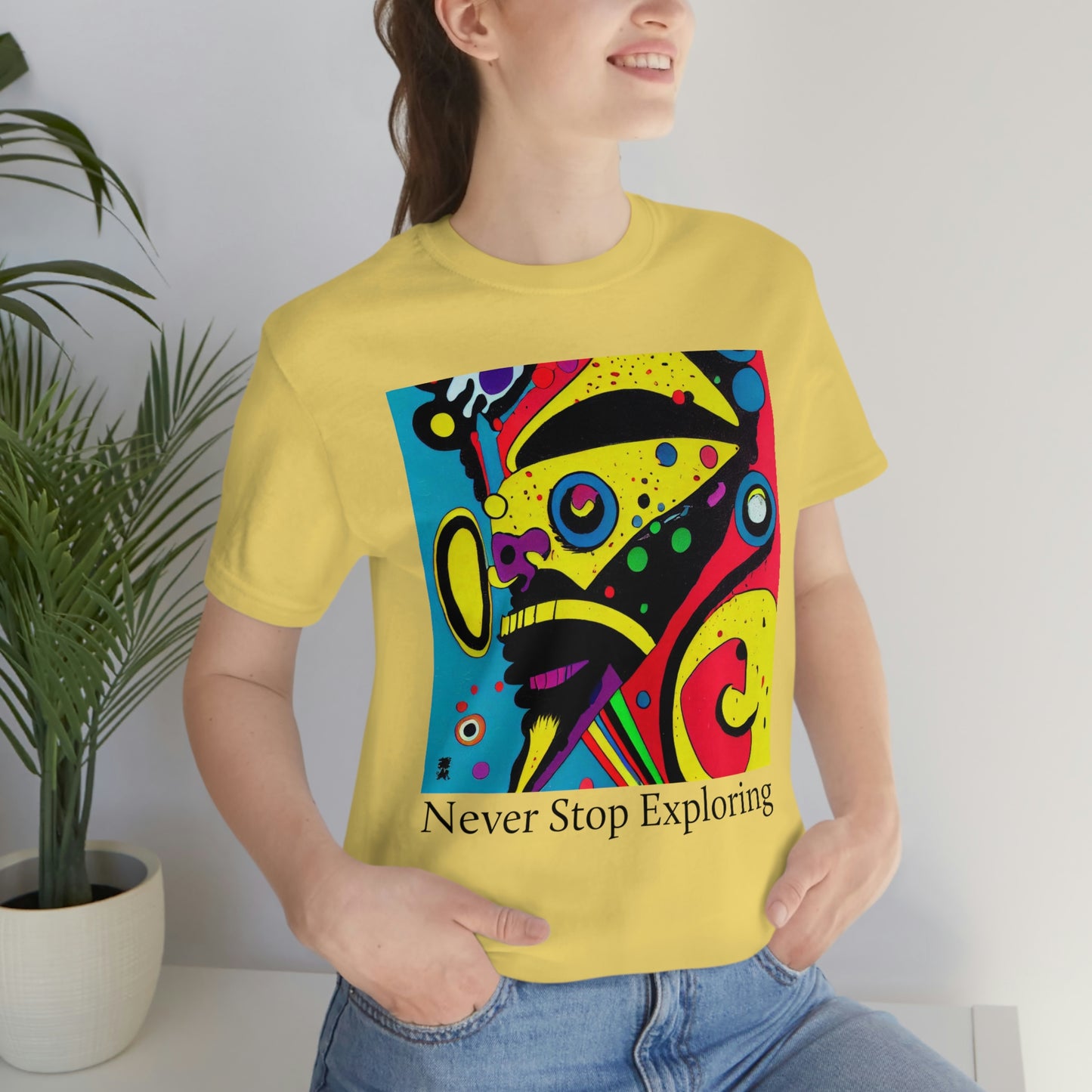Never Stop Exploring. Original Art. Unisex Jersey Short Sleeve Tee.