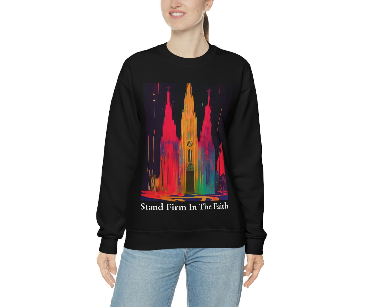 Stand Firm In The Faith. Original Art. Unisex Heavy Blend Crewneck Sweatshirt.