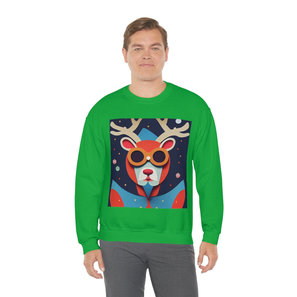 Explorer Reindeer Original Art. Unisex Heavy Blend Crewneck Sweatshirt.
