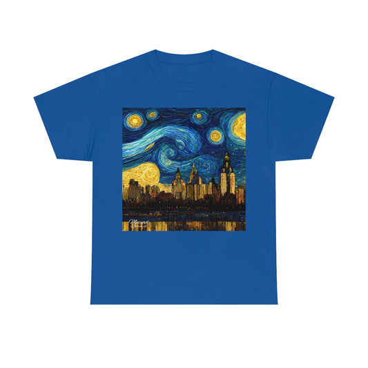 New York City and the Hudson River. Original Art. Unisex Heavy Cotton Tee.