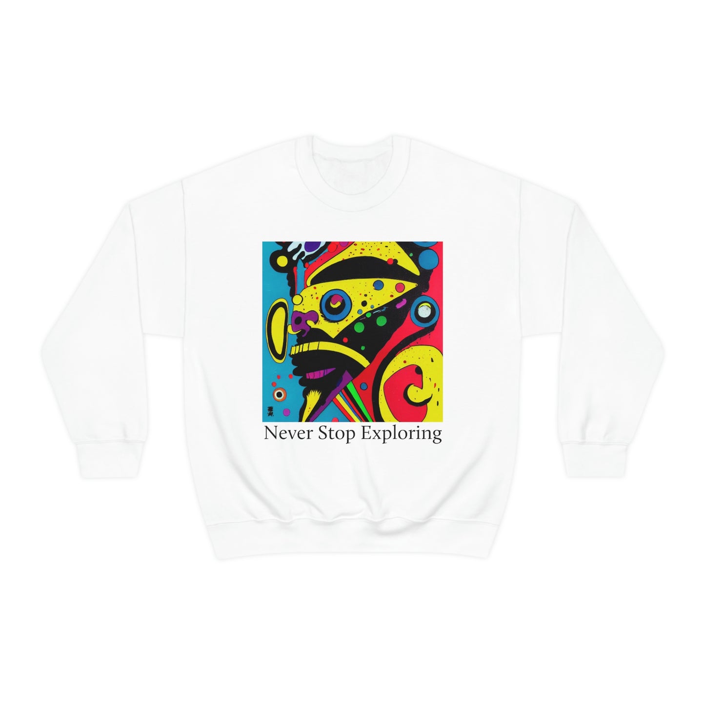 Never Stop Exploring. Original Art. Unisex Heavy Blend Crewneck Sweatshirt.