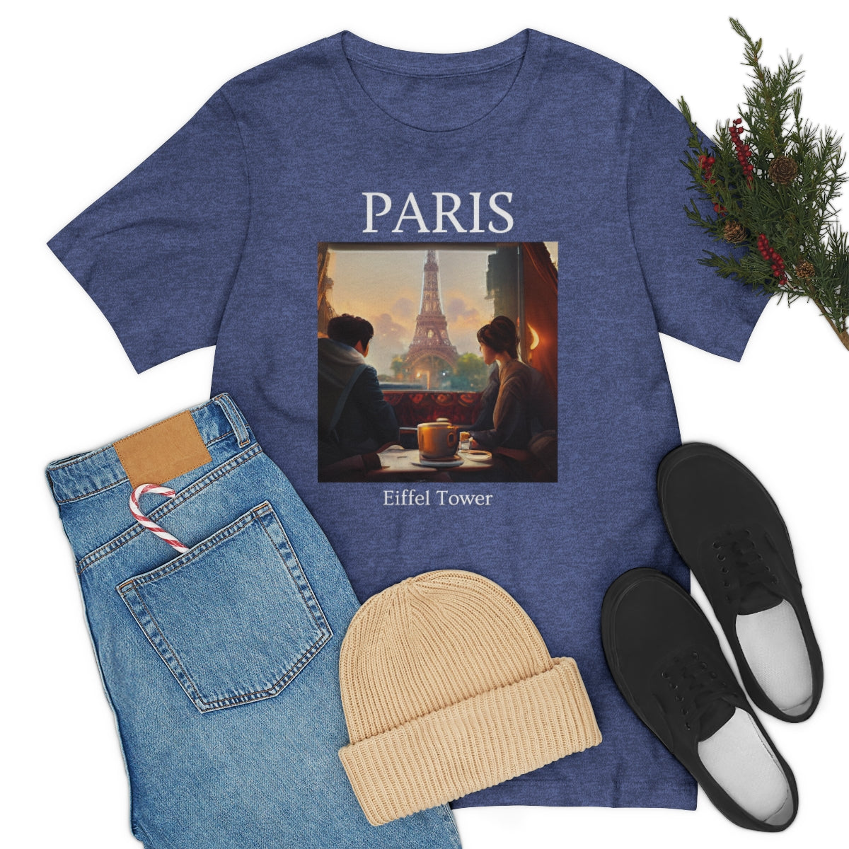 Coffee At Eiffel Tower In Paris - Original Art. Unisex Jersey Short Sleeve Tee.