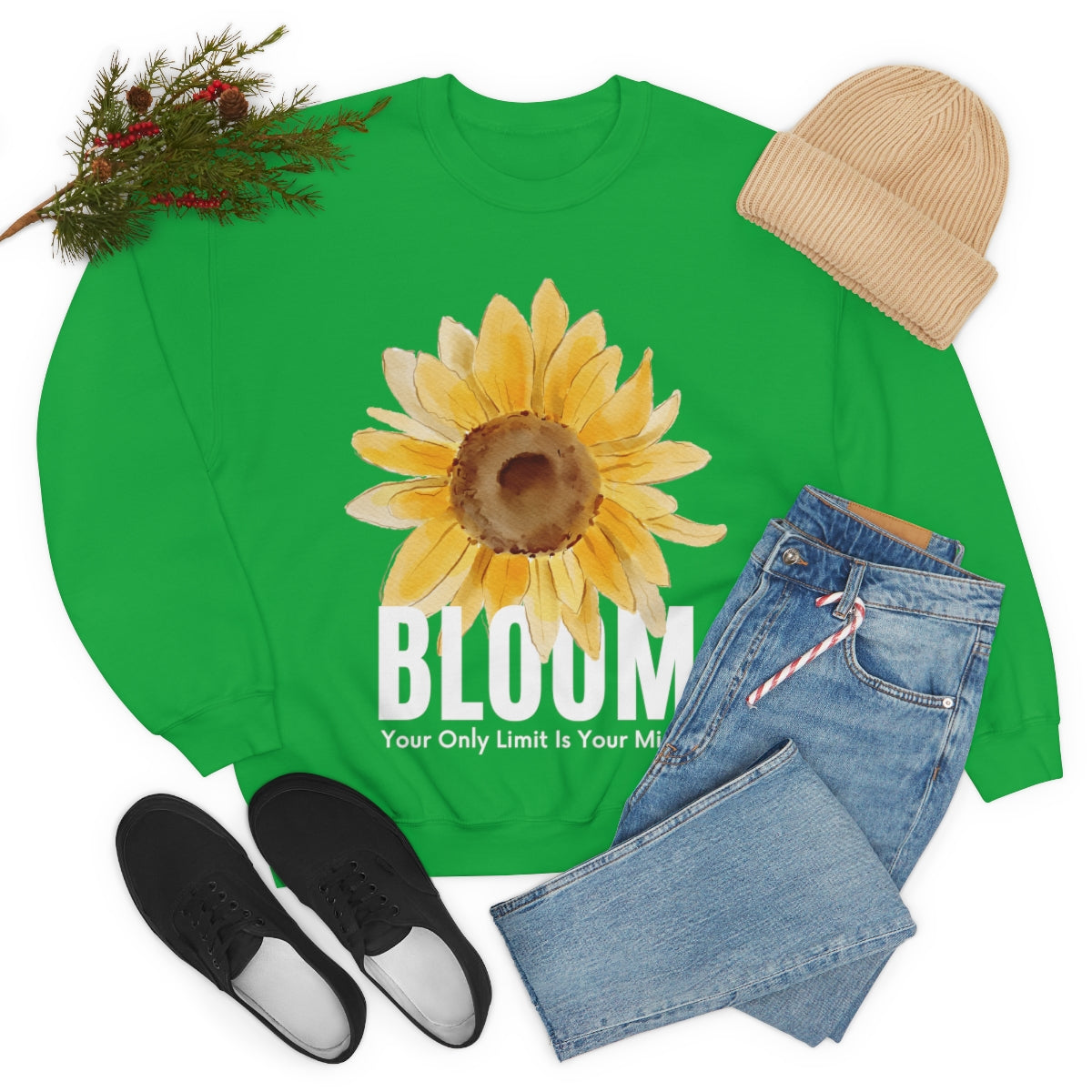 Bloom Your Only Limit Is Your Mind. Unisex Heavy Blend Crewneck Sweatshirt.