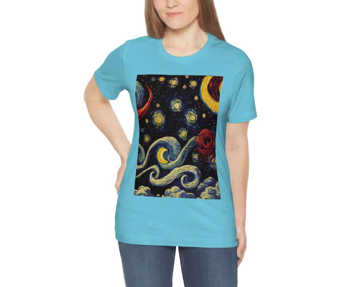 Space Travel Riding On A Beam Of Light. Original Art. Unisex Jersey Short Sleeve Tee.