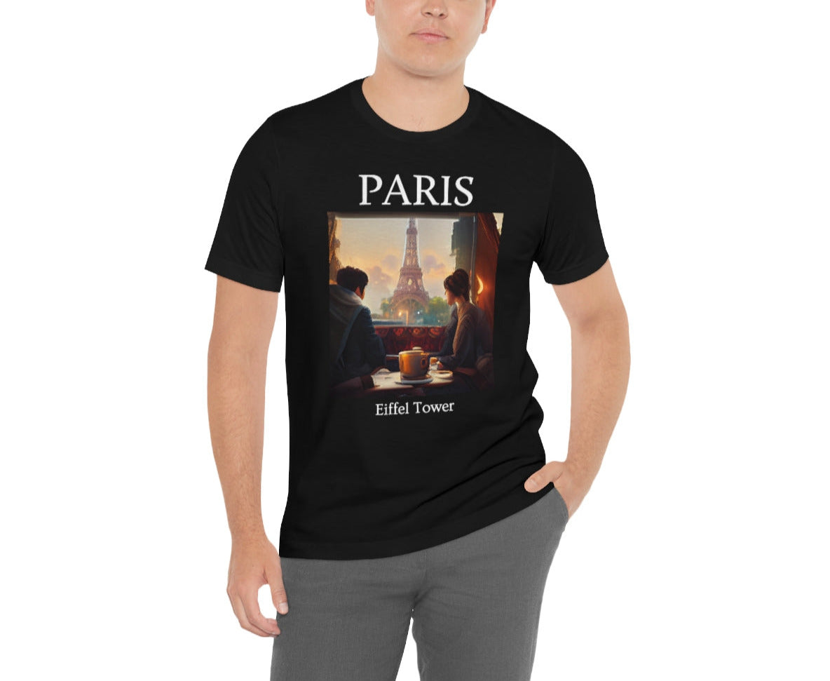 Coffee At Eiffel Tower In Paris - Original Art. Unisex Jersey Short Sleeve Tee.